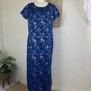 1960s vintage Altieri cobalt blue brocade floral formal dress jacket set L